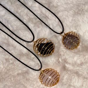 Crystal necklace- amethyst - black tourmaline - Rose Quartz